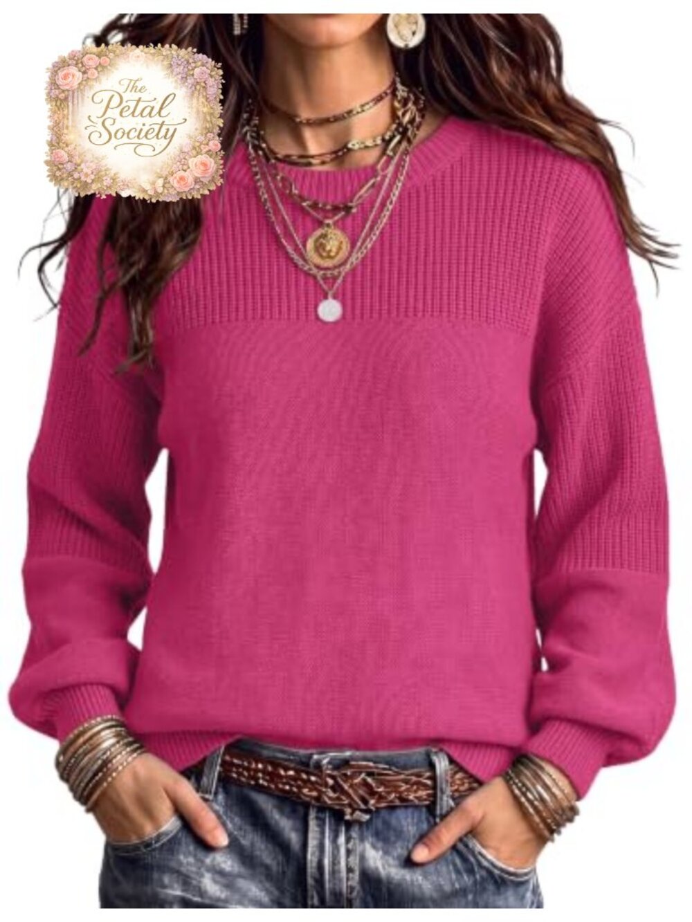 Womens Cotton Blend Chunky Knit Pullover Sweater Loose Fit Casual